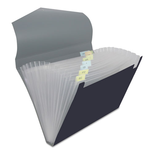 Picture of Poly Expanding Files, 13 Sections, Cord/Hook Closure, 1/12-Cut Tabs, Letter Size, Black/Steel Gray