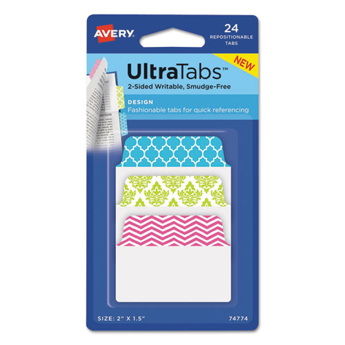 Ultra+Tabs+Repositionable+Tabs%2C+Fashion+Patterns%3A+2%26quot%3B+x+1.5%26quot%3B%2C+1%2F5-Cut%2C+Assorted+Colors%2C+24%2FPack