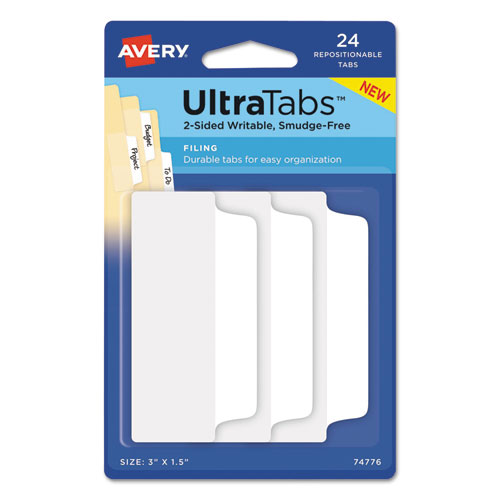 Ultra+Tabs+Repositionable+Tabs%2C+Wide+and+Slim%3A+3%26quot%3B+x+1.5%26quot%3B%2C+1%2F3-Cut%2C+White%2C+24%2FPack