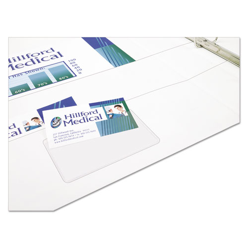 Picture of Self-Adhesive Top-Load Business Card Holders, Top Load, 3.5 x 2, Clear, 10/Pack