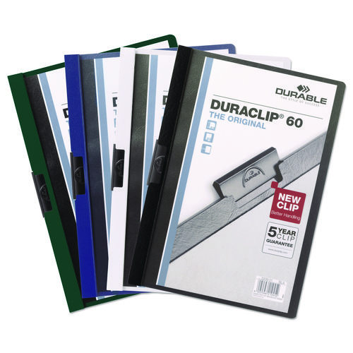 Picture of DuraClip Report Cover, Clip Fastener, 8.5 x 11, Holds 60 Sheets, Clear/Black, 25/Box