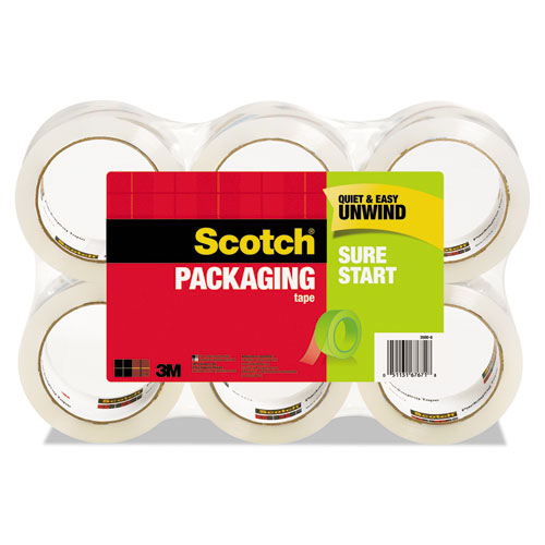 Picture of Sure Start Packaging Tape, 1.88" x 54.6yds, 3" Core, Clear, 6/Pack