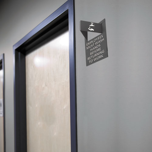 Picture of Pop-Out ADA Sign, Wash Hands, Tactile Symbol, Plastic, 6 x 9, Gray/White