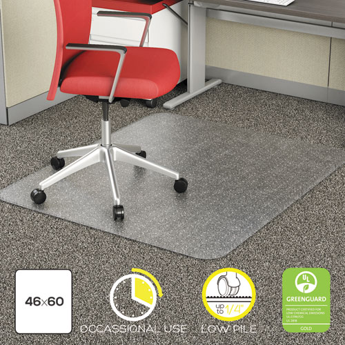 Picture of Occasional Use Studded Chair Mat for Flat Pile Carpet, 46 x 60, Rectangular, Clear