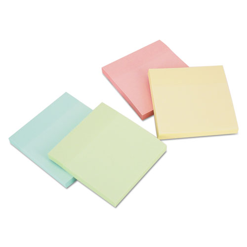 Picture of Self-Stick Note Pad Cabinet Pack, 3" x 3", Assorted Pastel Colors, 90 Sheets/Pad, 24 Pads/Pack