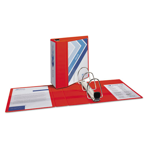 Picture of Heavy-Duty View Binder with DuraHinge and Locking One Touch EZD Rings, 3 Rings, 5" Capacity, 11 x 8.5, Red