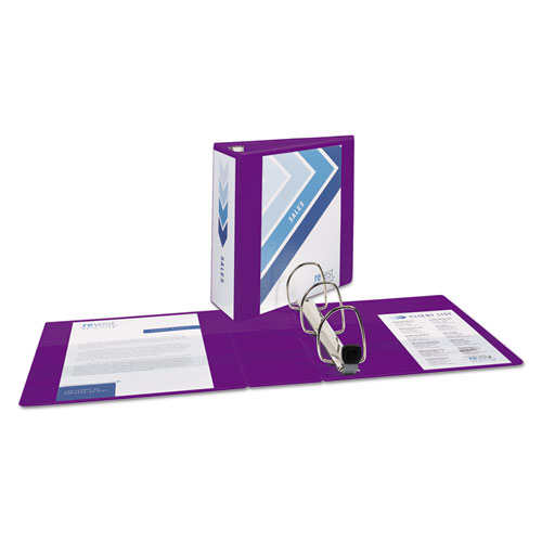 Picture of Heavy-Duty View Binder with DuraHinge and Locking One Touch EZD Rings, 3 Rings, 4" Capacity, 11 x 8.5, Purple