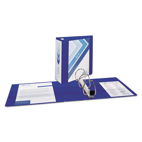 Picture of Heavy-Duty View Binder with DuraHinge and Locking One Touch EZD Rings, 3 Rings, 4" Capacity, 11 x 8.5, Pacific Blue