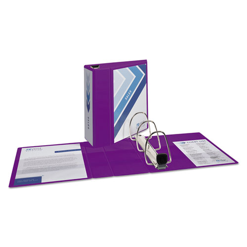 Picture of Heavy-Duty View Binder with DuraHinge and Locking One Touch EZD Rings, 3 Rings, 5" Capacity, 11 x 8.5, Purple