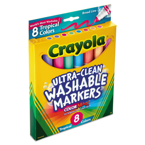Picture of Tropical Color Washable Markers, Broad Bullet Tip, Assorted Colors, 8/Pack