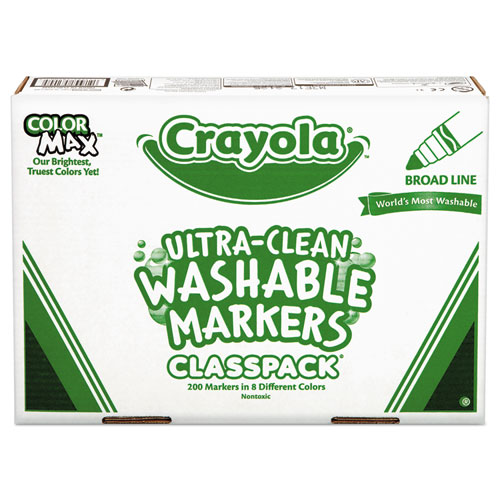 Ultra-Clean+Washable+Marker+Classpack%2C+Broad+Bullet+Tip%2C+8+Assorted+Colors%2C+200%2FBox