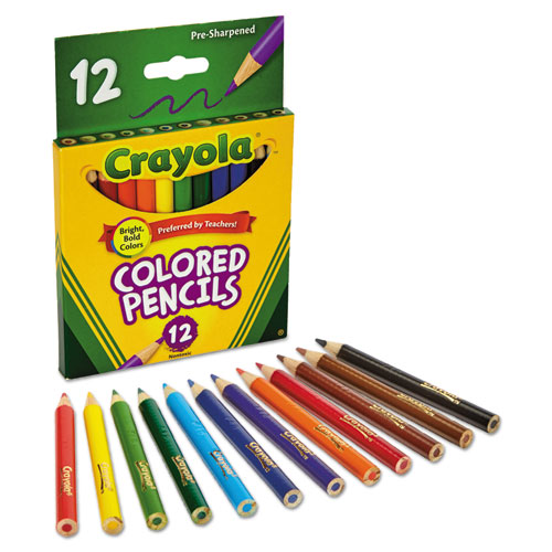 Picture of Short-Length Colored Pencil Set, 3.3 mm, 2B, Assorted Lead and Barrel Colors, Dozen