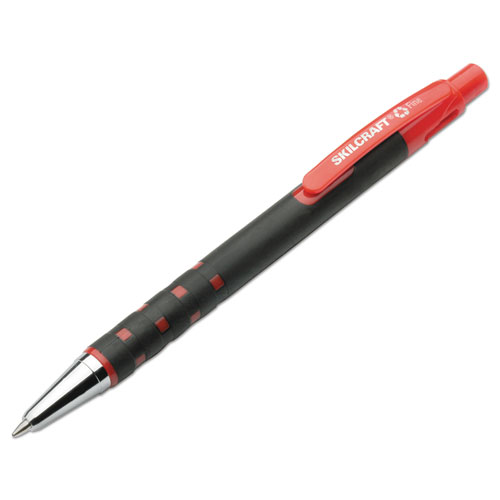 7520013527311+Skilcraft+Rubberized+Ballpoint+Pen%2C+Retractable%2C+Fine+0.7+Mm%2C+Red+Ink%2C+Black+Barrel%2C+Dozen