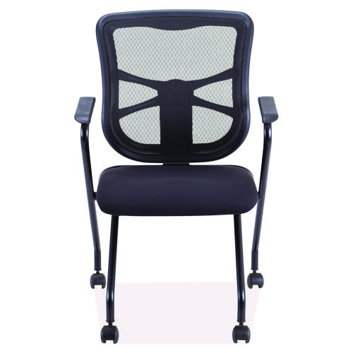 Picture of Alera Elusion Mesh Nesting Chairs with Padded Arms, Supports Up to 275 lb, 18.11" Seat Height, Black, 2/Carton