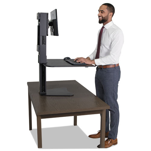 Picture of High Rise Standing Desk Workstation, 28" x 23" x 10.5" to 15.5", Black