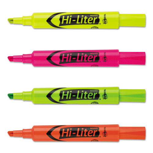 Picture of HI-LITER Desk-Style Highlighters, Assorted Ink Colors, Chisel Tip, Assorted Barrel Colors, 4/Set