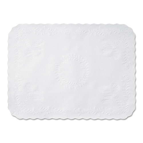 Picture of Anniversary Embossed Scalloped Edge Tray Mat, 14 x 19, White, 1,000/Carton