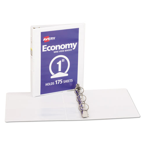 Picture of Economy View Binder with Round Rings , 3 Rings, 1" Capacity, 8.5 x 5.5, White, (5806)