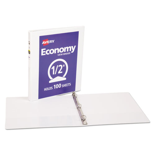 Picture of Economy View Binder w/Round Rings, 11 x 8 1/2, 1/2" Cap, White