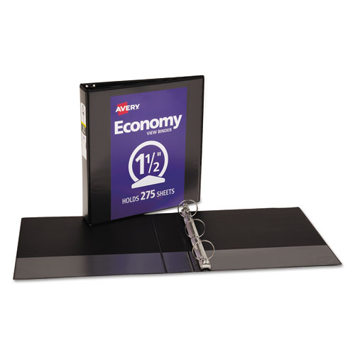 Picture of Economy View Binder with Round Rings , 3 Rings, 1.5" Capacity, 11 x 8.5, Black, (5725)