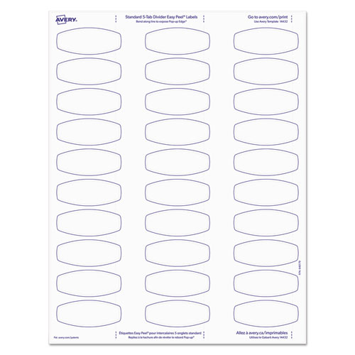 Picture of Big Tab Printable White Label Tab Dividers, 5-Tab, 11 x 8.5, White, 20 Sets