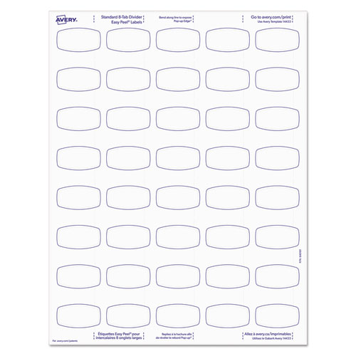 Picture of Big Tab Printable White Label Tab Dividers, 8-Tab, 11 x 8.5, White, 20 Sets