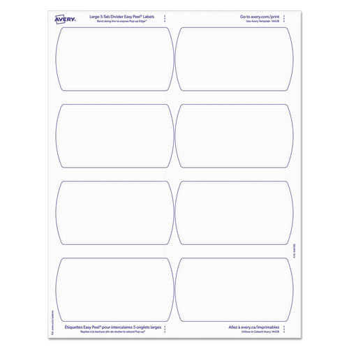 Picture of Big Tab Printable Large White Label Tab Dividers, 5-Tab, 11 x 8.5, White, 20 Sets