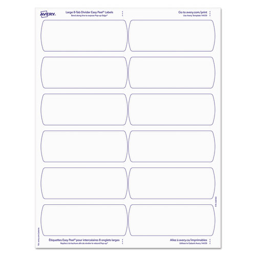 Picture of Big Tab Printable Large White Label Tab Dividers, 8-Tab, 11 x 8.5, White, 20 Sets