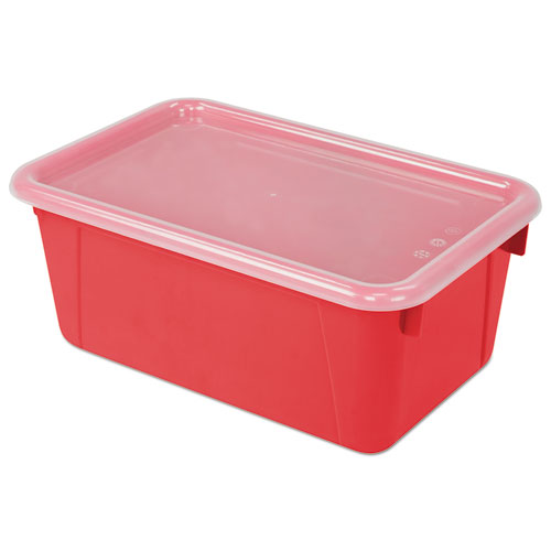 Picture of Cubby Bins with Clear Lids, 12.25" x 7.75" x 5.13", Red, 6/Pack