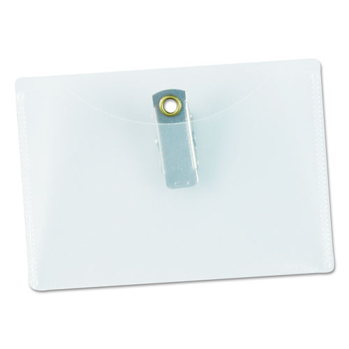 Picture of Clear Badge Holders w/Garment-Safe Clips, 2 1/4 x 3 1/2, White Inserts, 50/Box