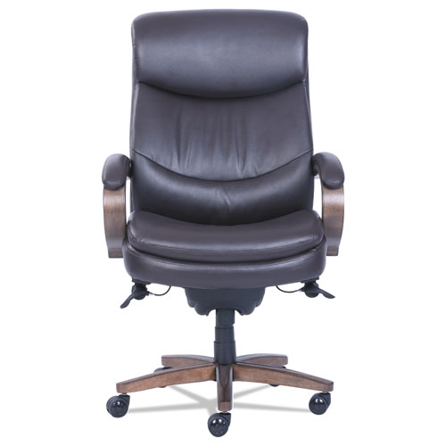 Picture of Woodbury Big/Tall Executive Chair, Supports Up to 400 lb, 20.25" to 23.25" Seat Height, Brown Seat/Back, Weathered Sand Base