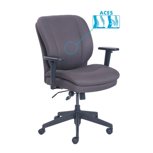 Picture of Cosset Ergonomic Task Chair, Supports Up to 275 lb, 19.5" to 22.5" Seat Height, Gray Seat/Back, Black Base