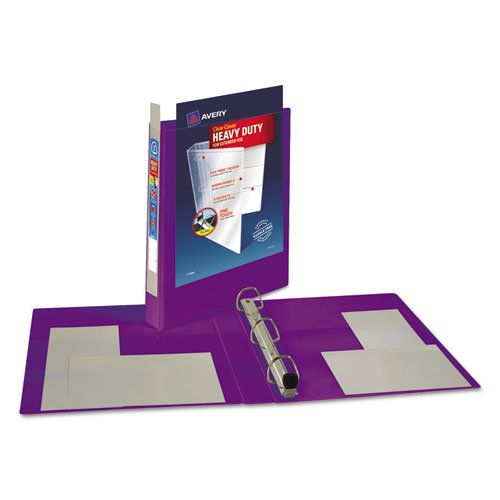 Picture of Heavy-Duty View Binder with DuraHinge and One Touch EZD Rings, 3 Rings, 1" Capacity, 11 x 8.5, Purple