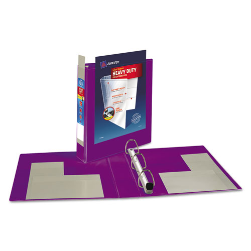 Picture of Heavy-Duty View Binder with DuraHinge and One Touch EZD Rings, 3 Rings, 1.5" Capacity, 11 x 8.5, Purple