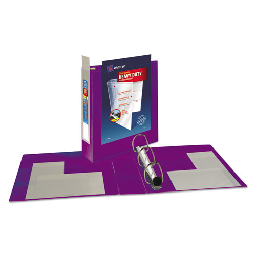 Picture of Heavy-Duty View Binder with DuraHinge and One Touch EZD Rings, 3 Rings, 2" Capacity, 11 x 8.5, Purple