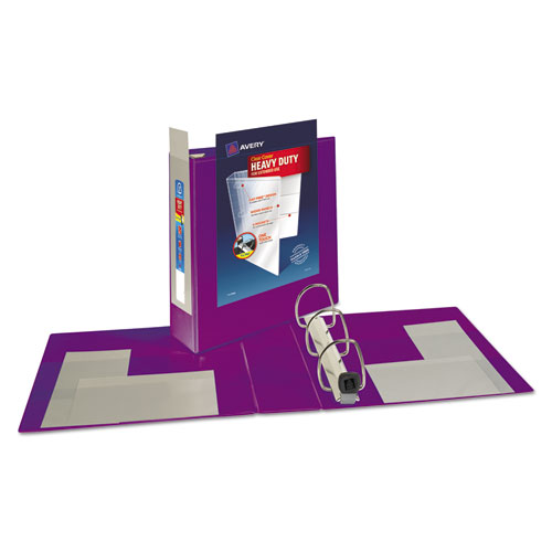 Picture of Heavy-Duty View Binder with DuraHinge and Locking One Touch EZD Rings, 3 Rings, 3" Capacity, 11 x 8.5, Purple