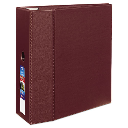 Picture of Heavy-Duty Non-View Binder with DuraHinge, Three Locking One Touch EZD Rings and Thumb Notch, 5" Capacity, 11 x 8.5, Maroon