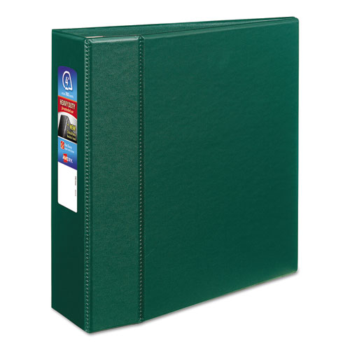 Picture of Heavy-Duty Non-View Binder with DuraHinge and Locking One Touch EZD Rings, 3 Rings, 4" Capacity, 11 x 8.5, Green
