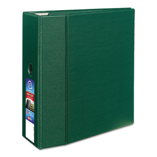 Picture of Heavy-Duty Non-View Binder with DuraHinge, Locking One Touch EZD Rings and Thumb Notch, 3 Rings, 5" Capacity, 11 x 8.5, Green