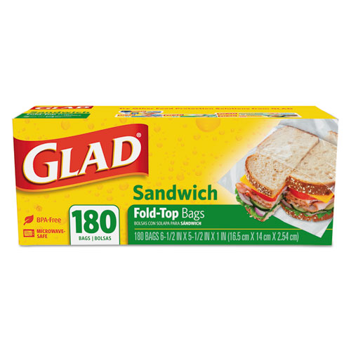 Picture of Fold-Top Sandwich Bags, 6.5" x 5.5", Clear, 180/Box, 12 Boxes/Carton
