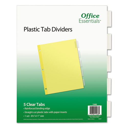 Plastic+Insertable+Dividers%2C+5-Tab%2C+11+x+8.5%2C+Clear+Tabs%2C+1+Set