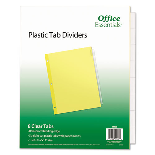 Plastic+Insertable+Dividers%2C+8-Tab%2C+11+x+8.5%2C+Clear+Tabs%2C+1+Set