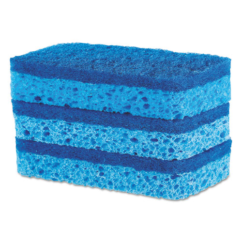 Picture of All Surface Scrubber Sponge, 2.5 x 4.5, 0.9" Thick, Dark Blue, 3/Pack, 8 Packs/Carton