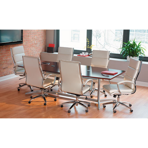 Picture of Alera Neratoli High-Back Slim Profile Chair, Faux Leather, 275 lb Cap, 17.32" to 21.25" Seat Height, White Seat/Back, Chrome