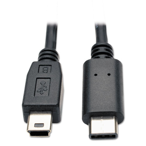 Picture of USB 2.0 Cable, USB 5-Pin Mini-B to USB Type-C (USB-C) (M/M), 6 ft.