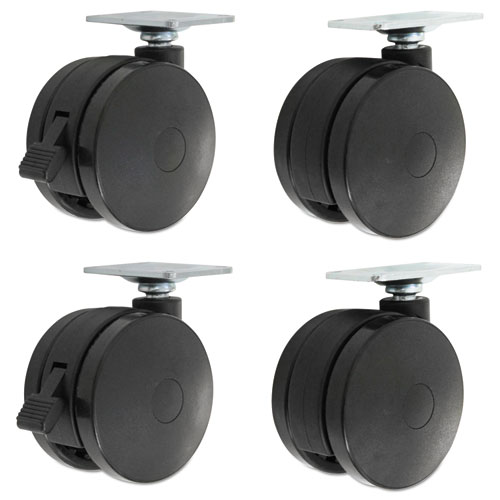 Picture of Casters for Height-Adjustable Table Bases, Grip Ring Stem, 2" Wheel, Black, 4/Set