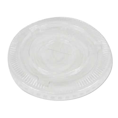 Picture of PET Cold Cup Lids, Fits 12 oz Squat and 14 to 24 oz Plastic Cups, Clear, 100/Sleeve, 10 Sleeves/Carton
