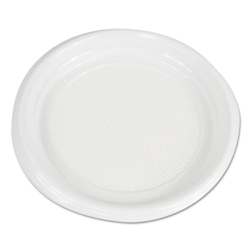 Picture of Hi-Impact Plastic Dinnerware, Plate, 9" dia, White, 500/Carton