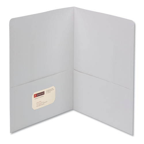 Picture of Two-Pocket Folder, Textured Paper, 100-Sheet Capacity, 11 x 8.5, White, 25/Box