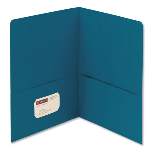 Picture of Two-Pocket Folder, Textured Paper, 100-Sheet Capacity, 11 x 8.5, Teal, 25/Box